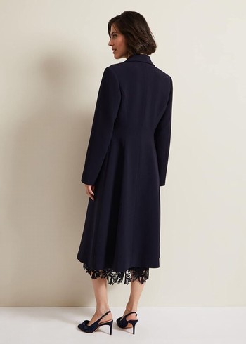 Phase Eight Juliette Crepe Coats Navy Australia | IE9673280